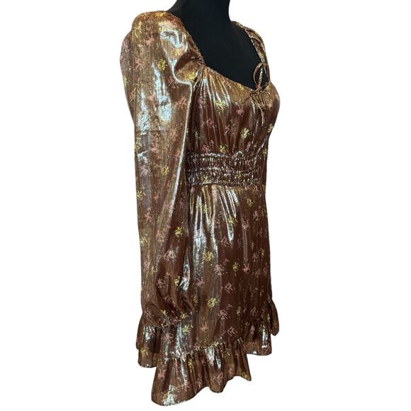 New ~ PAIGE ~ Noah Floral Metallic Mini A-Line Dress Size XS CRUISE VACAY - Picture 6 of 12